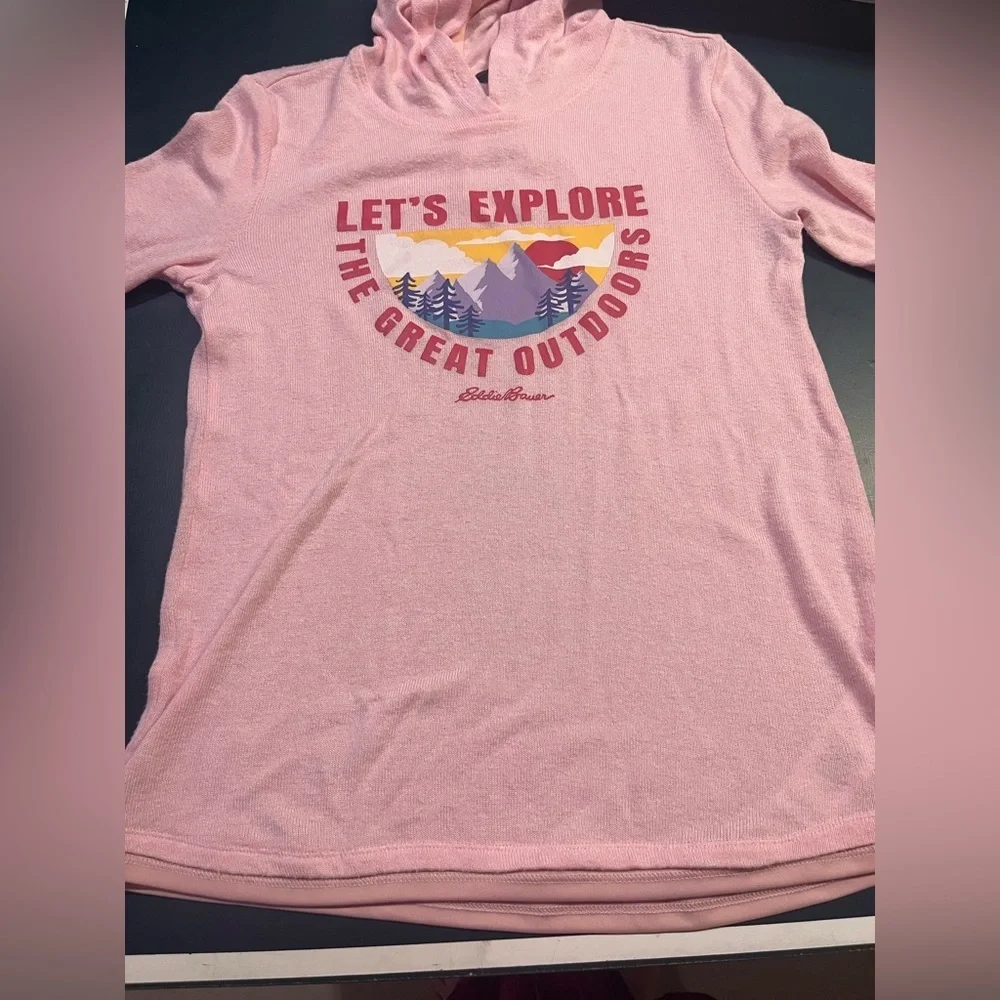 Eddie Bauer Pink Kids Hoodie with Adventure Print (093)